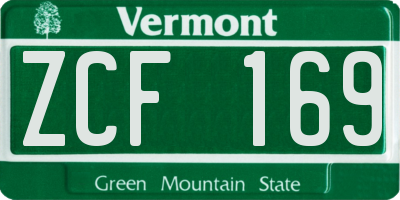VT license plate ZCF169