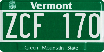 VT license plate ZCF170