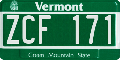 VT license plate ZCF171