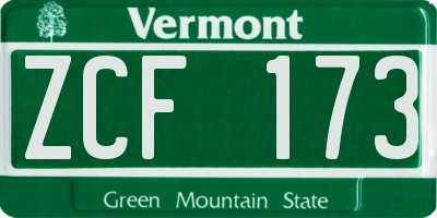 VT license plate ZCF173