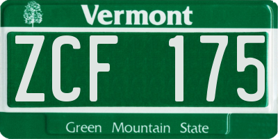 VT license plate ZCF175