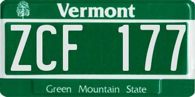 VT license plate ZCF177