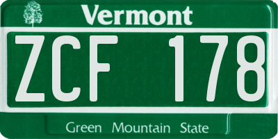VT license plate ZCF178