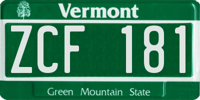 VT license plate ZCF181