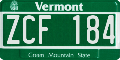 VT license plate ZCF184