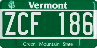VT license plate ZCF186