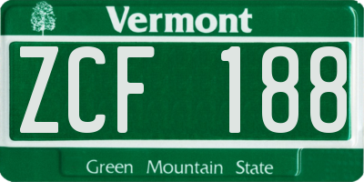 VT license plate ZCF188