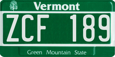 VT license plate ZCF189