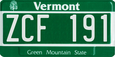 VT license plate ZCF191