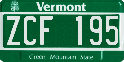 VT license plate ZCF195
