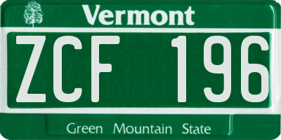 VT license plate ZCF196