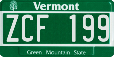 VT license plate ZCF199