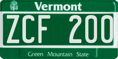 VT license plate ZCF200