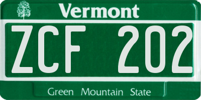 VT license plate ZCF202