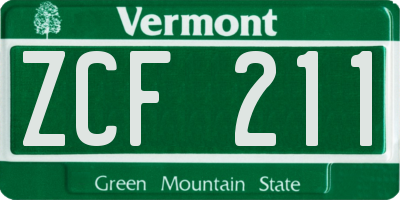 VT license plate ZCF211