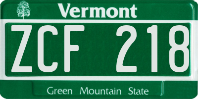 VT license plate ZCF218
