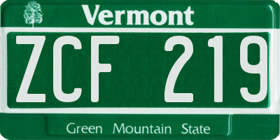 VT license plate ZCF219