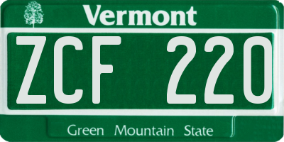 VT license plate ZCF220