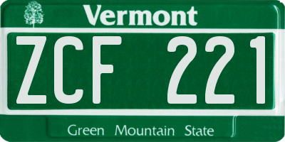 VT license plate ZCF221