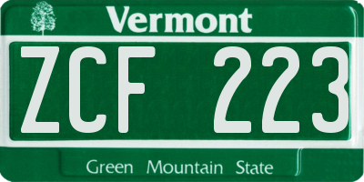 VT license plate ZCF223