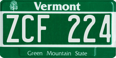 VT license plate ZCF224