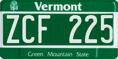 VT license plate ZCF225