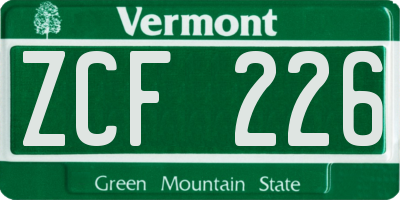 VT license plate ZCF226