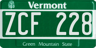 VT license plate ZCF228