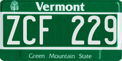 VT license plate ZCF229