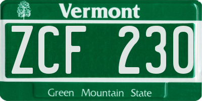 VT license plate ZCF230