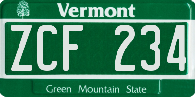 VT license plate ZCF234