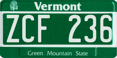 VT license plate ZCF236