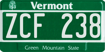 VT license plate ZCF238