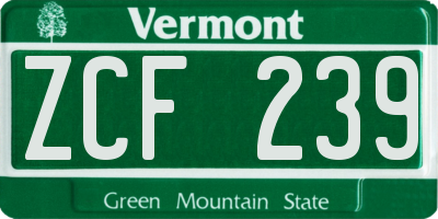 VT license plate ZCF239
