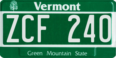VT license plate ZCF240