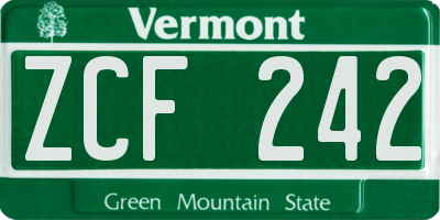 VT license plate ZCF242