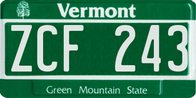 VT license plate ZCF243