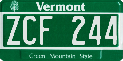 VT license plate ZCF244