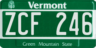 VT license plate ZCF246