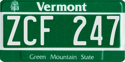 VT license plate ZCF247