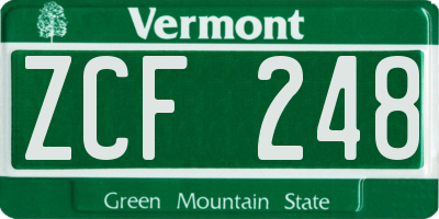 VT license plate ZCF248