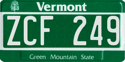 VT license plate ZCF249