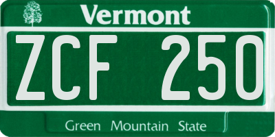 VT license plate ZCF250