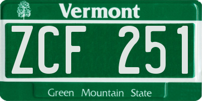 VT license plate ZCF251