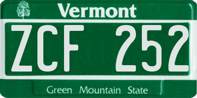 VT license plate ZCF252