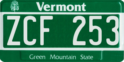 VT license plate ZCF253