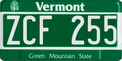 VT license plate ZCF255