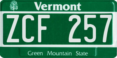 VT license plate ZCF257