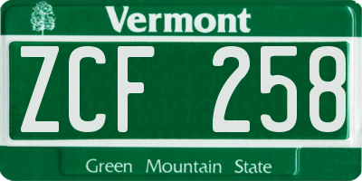VT license plate ZCF258