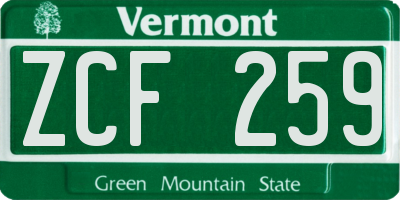 VT license plate ZCF259